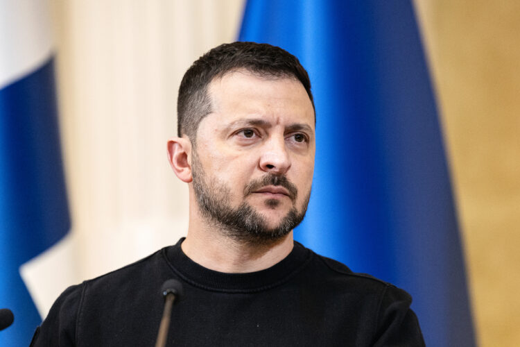 President Zelenskyy during the press conference at the Presidential Palace in Helsinki on 3 May 2023. Photo: Roni Rekomaa/The Office of the President of the Republic of Finland