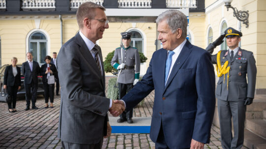 President Niinistö tog emot Lettlands president Edgars Rinkēvičs på arbetsbesök till Finland torsdagen den 28 september 2023. Foto: Matti Porre/Republikens presidents kansli 