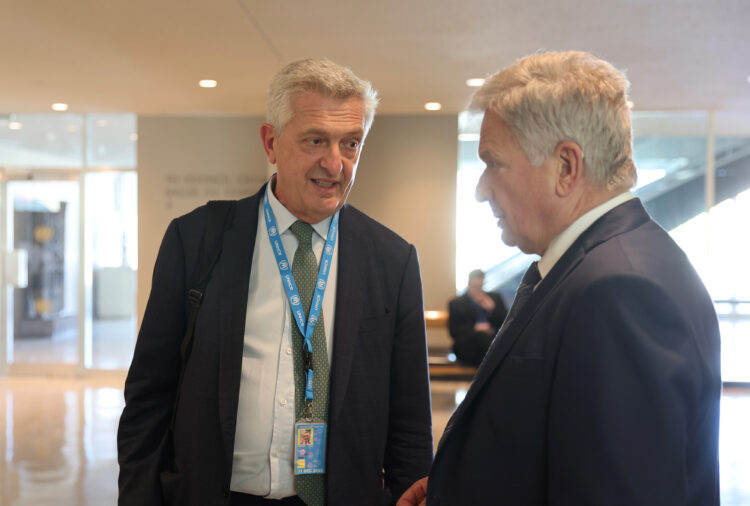 President Niinistö and UN High Commissioner for Refugees Filippo Grandi. Photo: Riikka Hietajärvi/Office of the President of the Republic of Finland