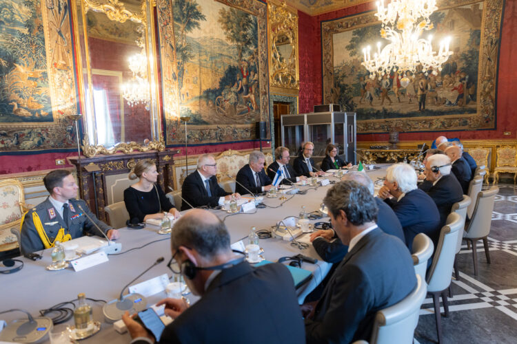 Official discussions between the Finnish and Italian delegations in the Quirinale Palace. Photo: Matti Porre/Office of the President of the Republic of Finland