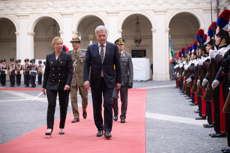 President Niinistö träffade Italiens premiärminister Giorgia Meloni i Rom den 23 oktober 2023. Foto: Matti Porre/Republikens presidents kansli