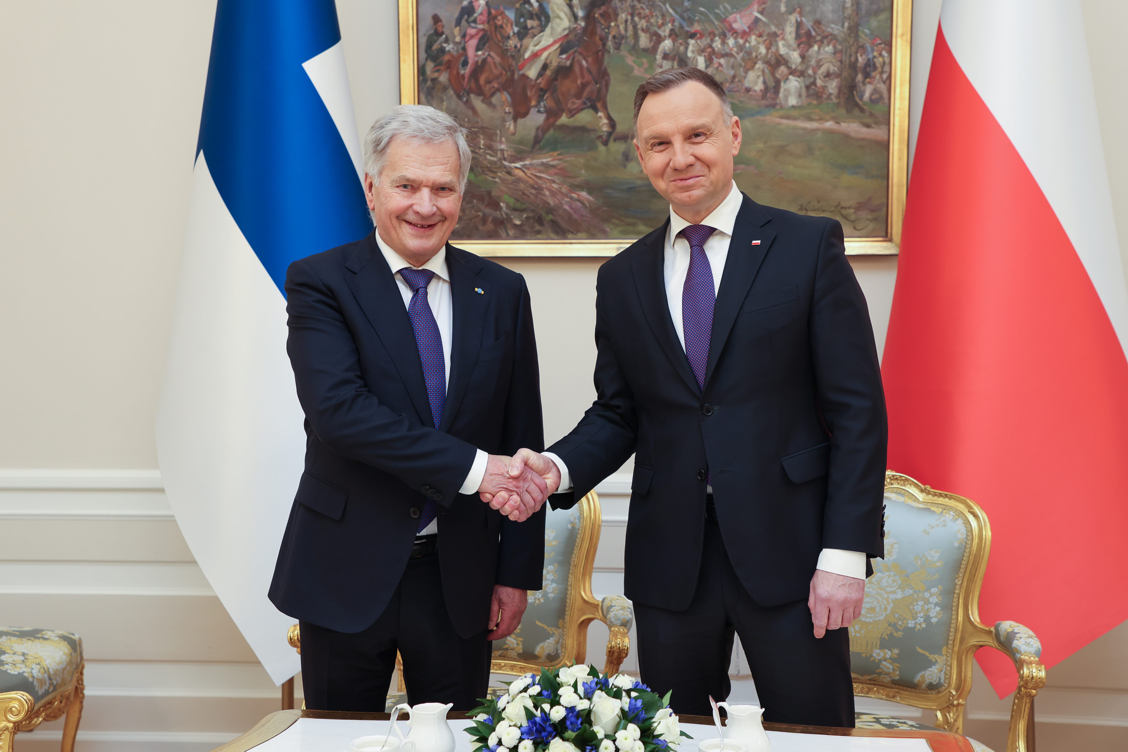 Tête-à-tête discussion between President of Poland Andrzej Duda and President of Finland Sauli Niinistö in Warszaw on 20 November 2023. Photo: Matti Porre/Office of the President of the Republic of Finland