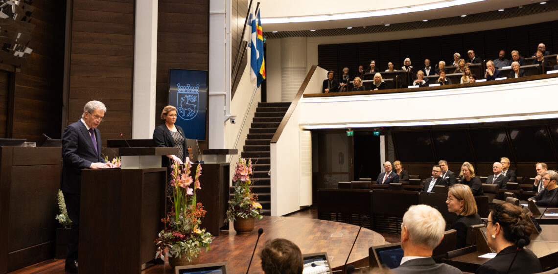 President Niinistö öppnade arbetsåret i Ålands lagting i Mariehamn. Foto: Riikka Hietajärvi/Republikens presidents kansli