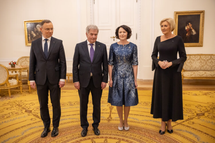 President of Poland Andrzej Duda and his spouse Agata Kornhauser-Duda hosted a dinner at the Presidential Palace in Warsaw on 20 November 2023. Photo: Matti Porre/Office of the President of the Republic of Finland