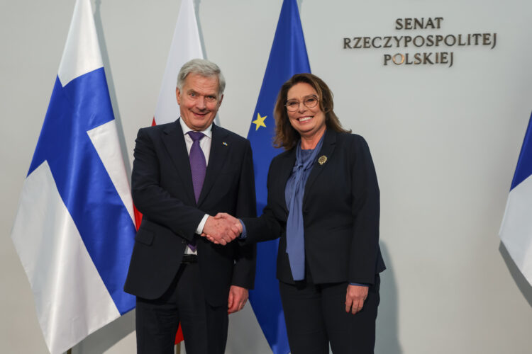 President Niinistö tapasi Puolan senaatin puhemiehen Małgorzata Kidawa-Błońskan Varsovassa 20. marraskuuta 2023. Kuva: Matti Porre/Tasavallan presidentin kanslia