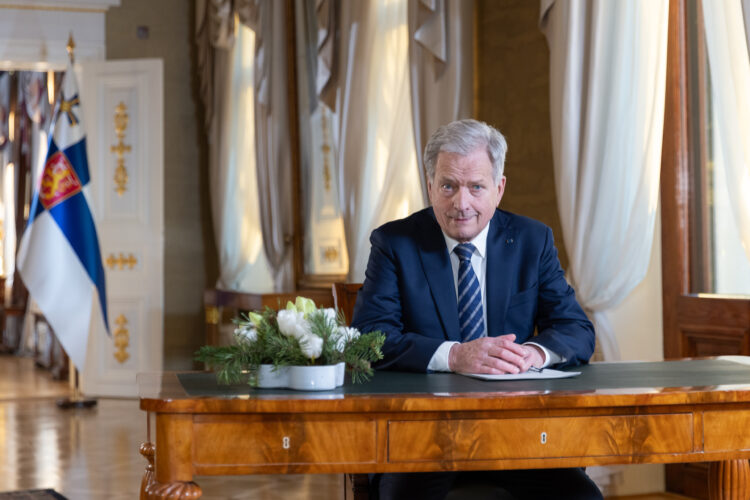 New Year’s Speech by President of the Republic of Finland Sauli Niinistö on 1 January 2024. Photo: Matti Porre/Office of the President of the Republic of Finland