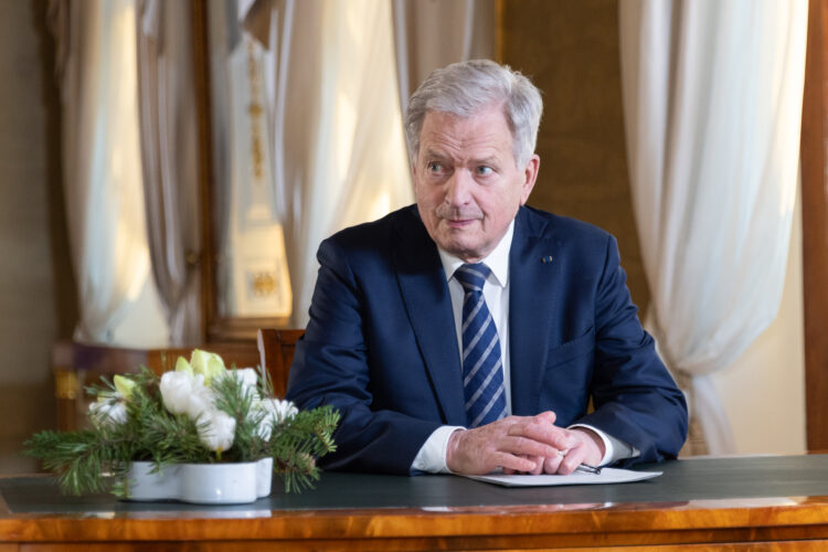 New Year’s Speech by President of the Republic of Finland Sauli Niinistö on 1 January 2024. Photo: Matti Porre/Office of the President of the Republic of Finland