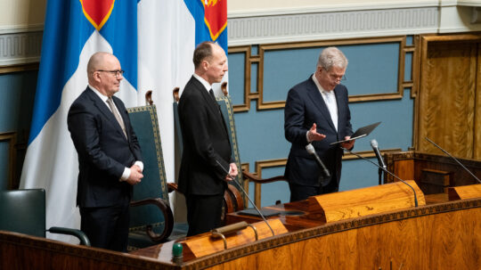 Republikens president Sauli Niinistö öppnade riksmötet 2024 i riksdagen den 7 februari 2024. Foto: Hanne Salonen/Riksdagen