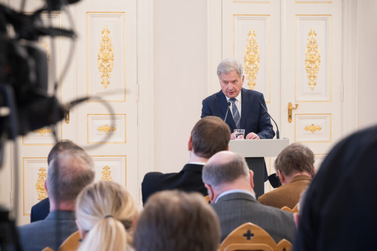 Tasavallan presidentti Sauli Niinistö piti viimeisen lehdistötilaisuutensa Presidentinlinnassa torstaina 29. helmikuuta 2024.