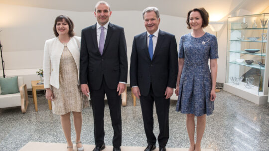 President of Iceland Guðni Thorlacius Jóhannesson and his wife, Eliza Jean Reid visit Finland on 31 May and 1 June 2017. President of the Republic Sauli Niinistö and Mrs Jenni Haukio received the Icelandic presidential couple in Mäntyniemi. Photo: Matti Porre/Office of the President of the Republic of Finland