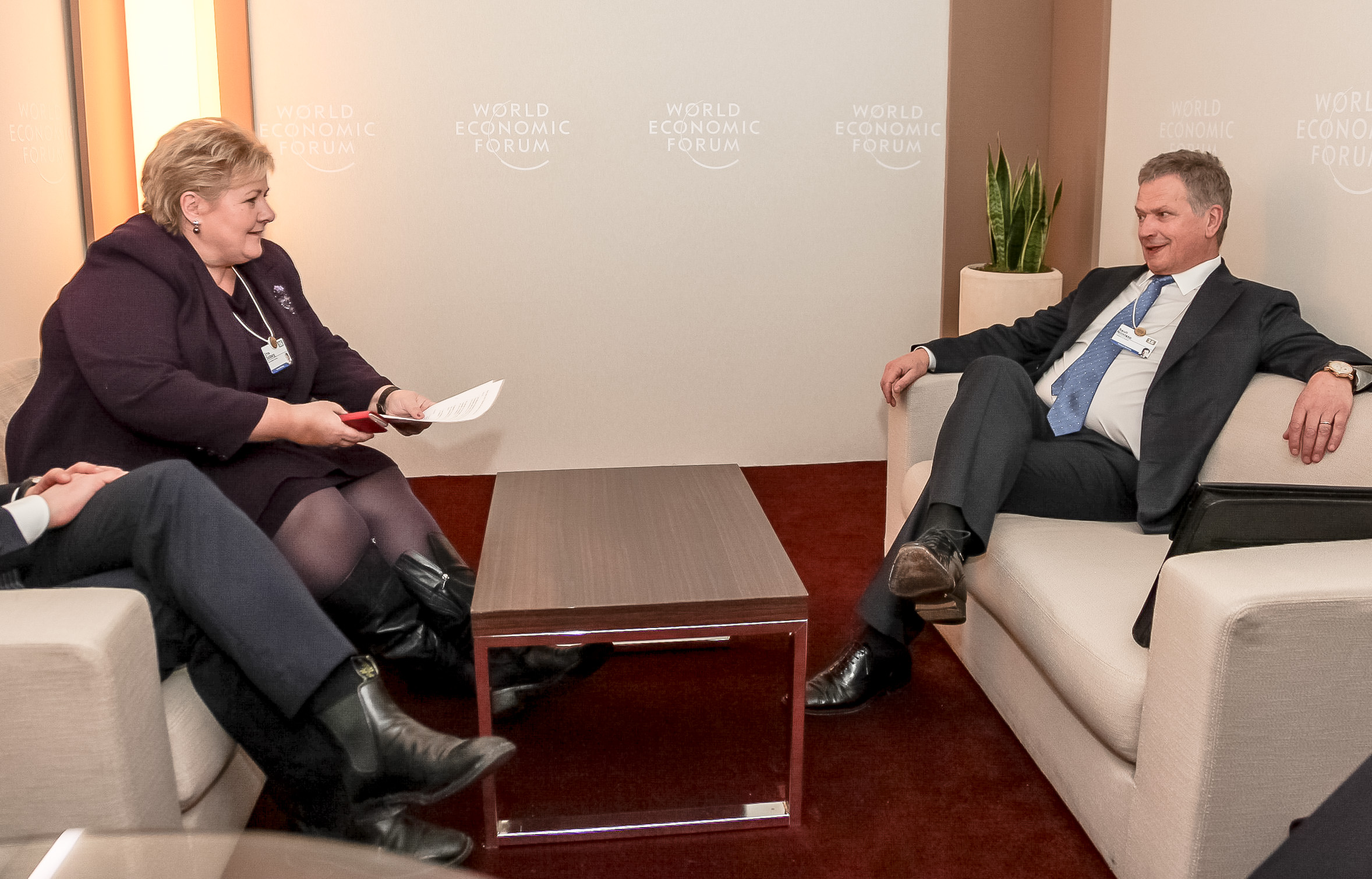 President Niinistö and Norway's prime minister Erna Solberg met in Davos on Friday, 22 January. Copyright :copyright: Office of the President of the Republic of Finland