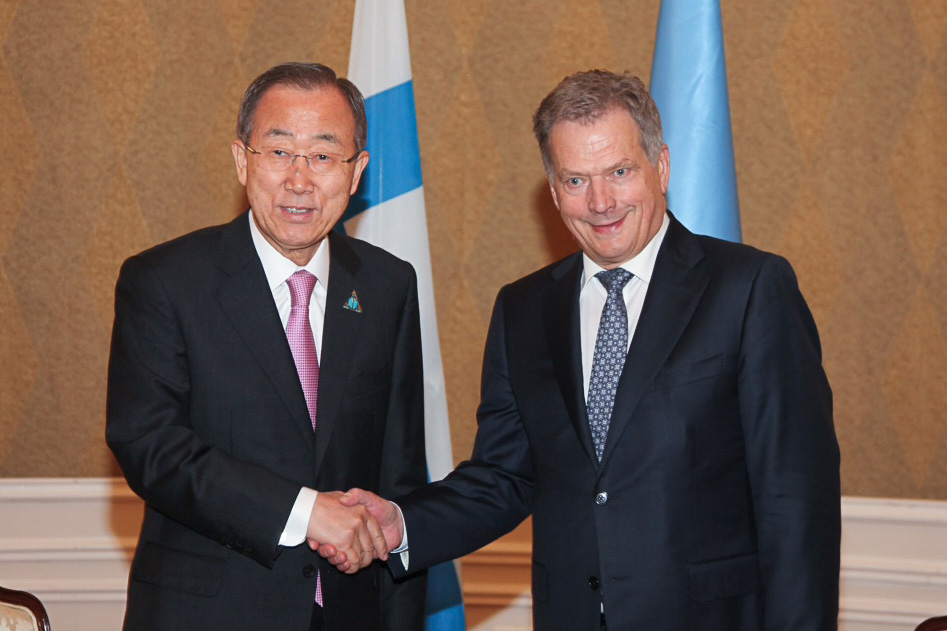 Presidentti Sauli Niinistö tapasi YK:n pääsihteerin Ban Ki-Moonin Astanassa Kazakstanissa 10. kesäkuuta.