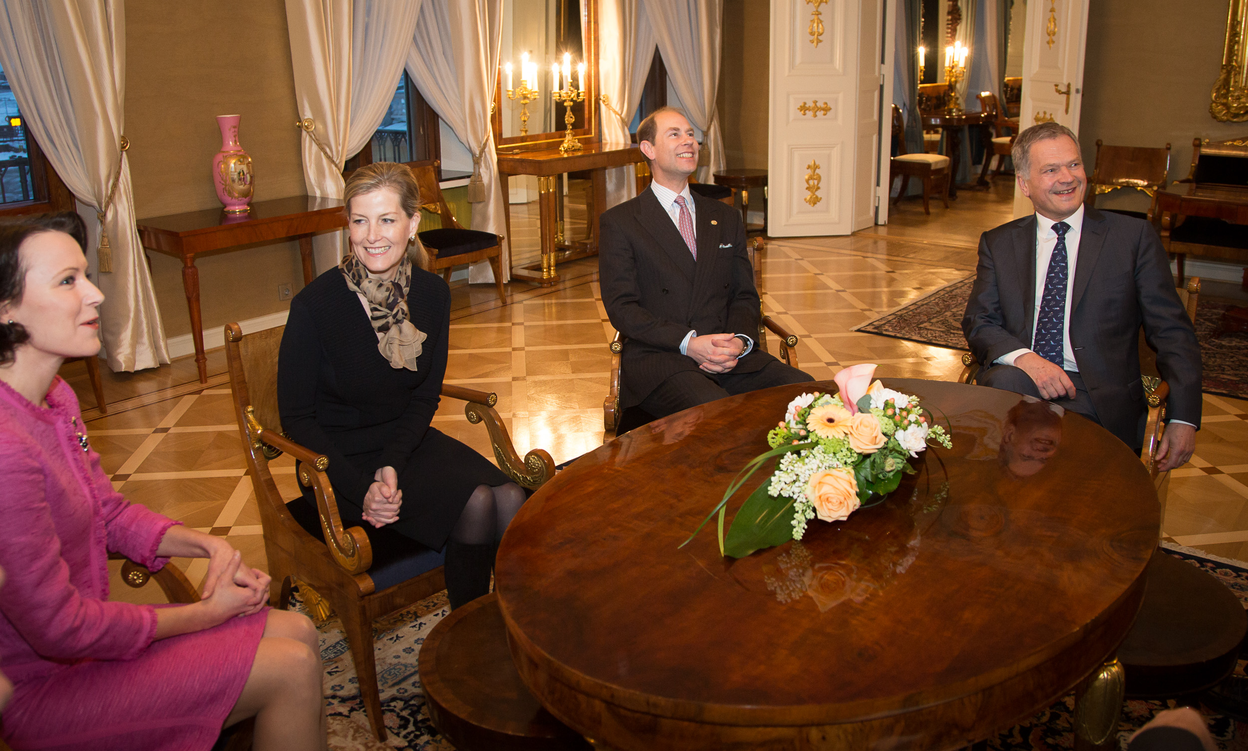 President Sauli Niinistö and Mrs Jenni Haukio met The Earl and Countess of Wessex on 2 February 2015. Copyright :copyright: Tasavallan presidentin kanslia / Office of the President of the Republic of Finland