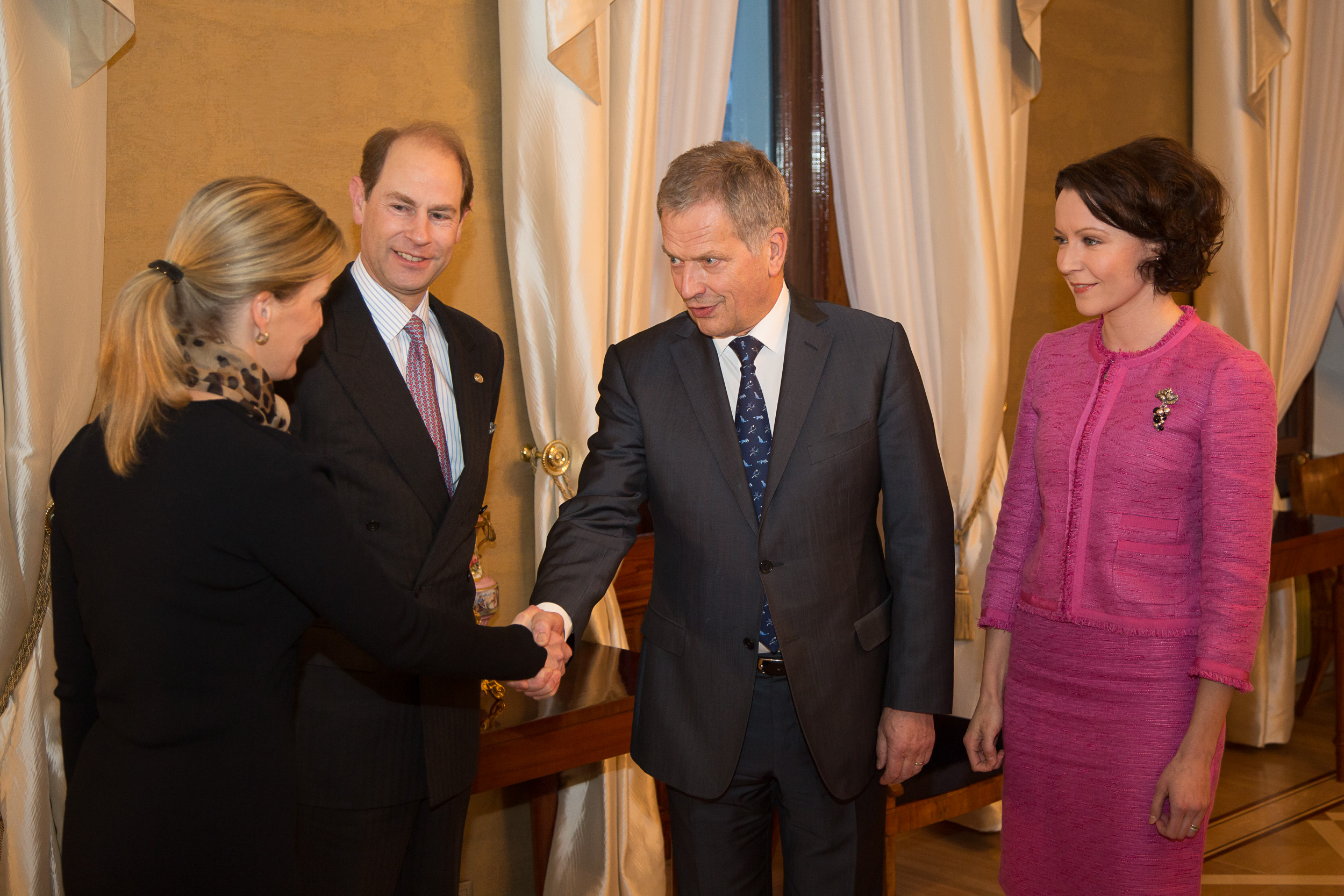 President Sauli Niinistö and Mrs Jenni Haukio met The Earl and Countess of Wessex on 2 February 2015. Copyright :copyright: Tasavallan presidentin kanslia / Office of the President of the Republic of Finland