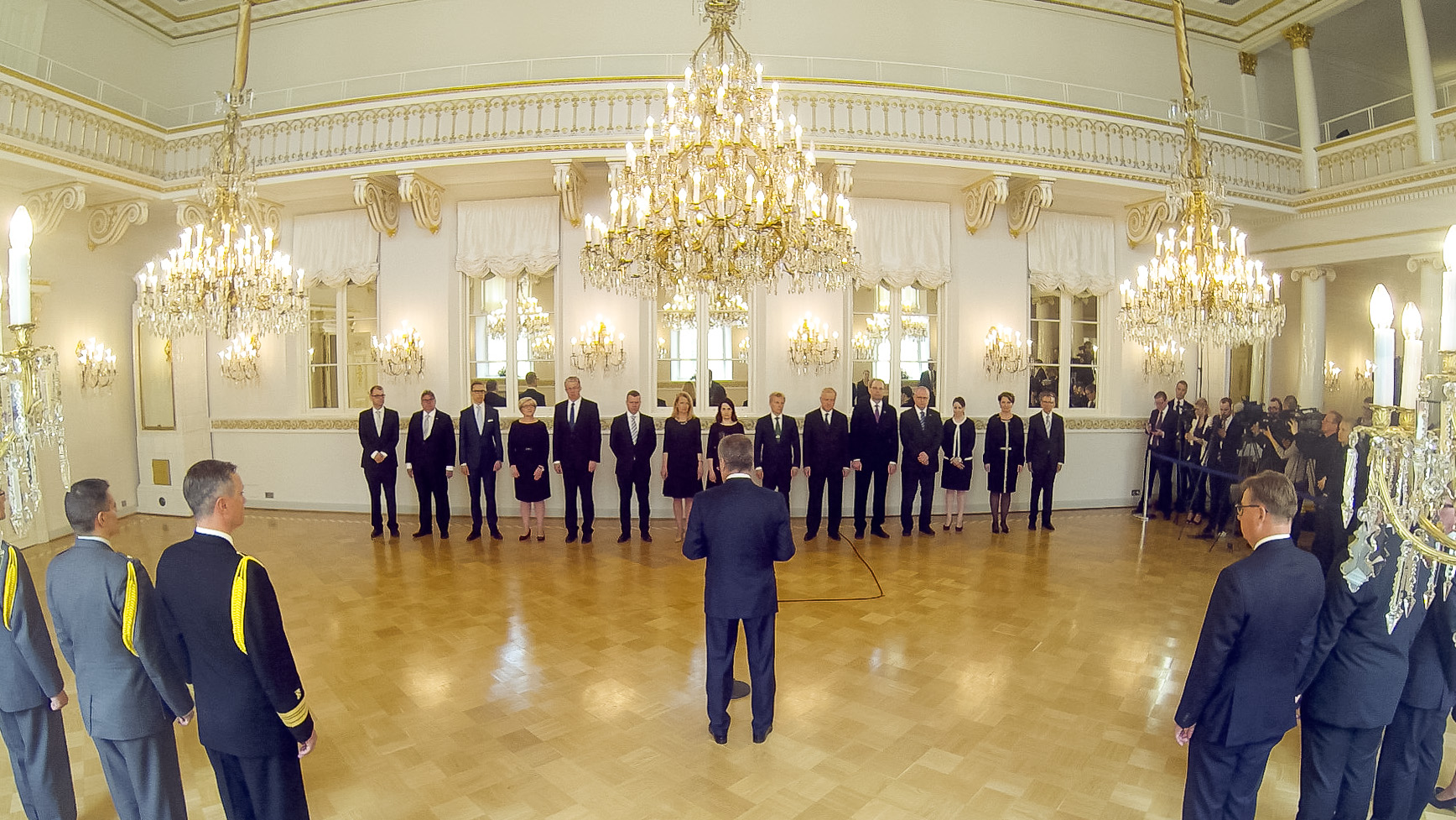 Uuden hallituksen tervehdyskäynti Presidentinlinnassa 29.5.2015.