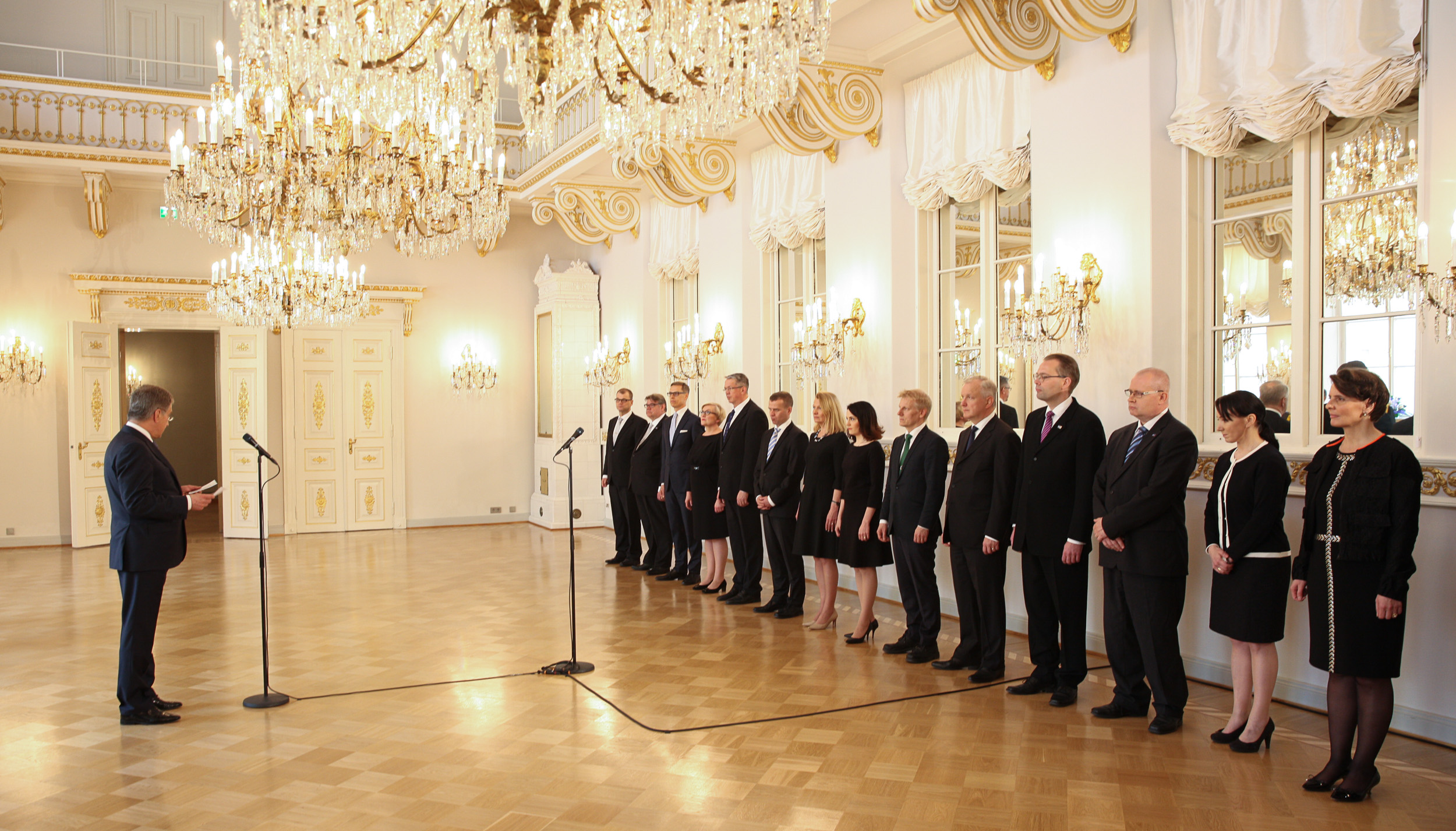Uuden hallituksen tervehdyskäynti Presidentinlinnassa 29.5.2015.