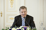 President Sauli Niinistö vid presskonferensen den 5 mars 2012. Copyright © Republikens presidents kansli