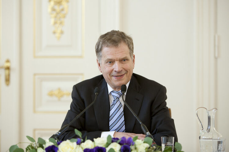 President Sauli Niinistö vid presskonferensen den 5 mars 2012. Copyright © Republikens presidents kansli