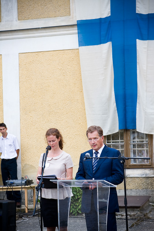  Presidentti Niinistö piti juhlapuheen vihkiessään Iszkaszentgyörgyin Pappenheimin linnan Suomi-museon. Kuva: Maiju Saari 