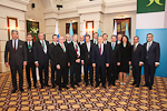  Suomen ja Kazakstanin presidentit sekä yritysvaltuuskunta yhteiskuvassa. Copyright © Tasavallan presidentin kanslia 