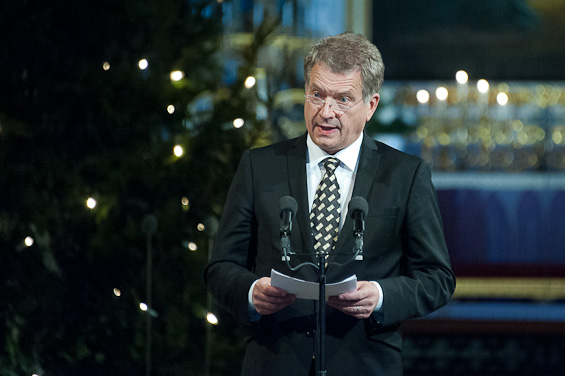 Presidentti Niinistö puhui ekumeenisessa joulujuhlassa Turussa. Kuva: Kari Vainio