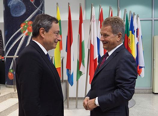Presidentti Niinistö tapasi Euroopan keskuspankissa pääjohtaja Draghin. Kuva: Tasavallan presidentin kanslia