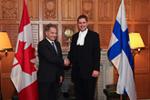  Presidentti Niinistö ja Kanadan parlamentin alahuoneen puhemies Andrew Sheer. Copyright © Tasavallan presidentin kanslia 