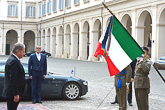 Presidentti Niinistö saapuu tapaamaan Italian presidenttiä Giorgio Napolitanoa Quirinalen palatsiin Roomassa 5. marraskuuta 2014. Kuva: Antonio Di Gennaro / Italian presidentin kanslia 