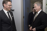  President Sauli Niinistö and Commission Vice-President Jyrki Katainen in Bryssels on 21. January. Photo: Lehtikuva 