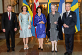  Presidentti Sauli Niinistö, rouva Jenni Haukio, kuningatar Silvia, Tanskan kuningatar Margareeta ja Ruotsin kuningas Kaarle XVI Kustaa osallistuivat Sibelus-Nielsen -juhlavuoden konserttiin Tukholman konserttitalolla 21. huhtikuuta 2015. Kuva: Jan-Olav Wedin 