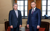 President Niinistö träffade Polens nye president Andrzej Duda före mötet. Copyright © Republikens presidents kansli