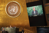  Tasavallan presidentti puhui YK:n yleiskokouksen 70. yleiskeskustelussa New Yorkissa 29. syyskuuta 2015. Kuva: Tasavallan presidentin kanslia 
