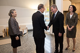  President Sauli Niinistö and his spouse Jenni Haukio received Ban Ki-moon, Secretary-General of the UN, and his wife Ban Soon-taek at Mäntyniemi and welcomed them to breakfast.  