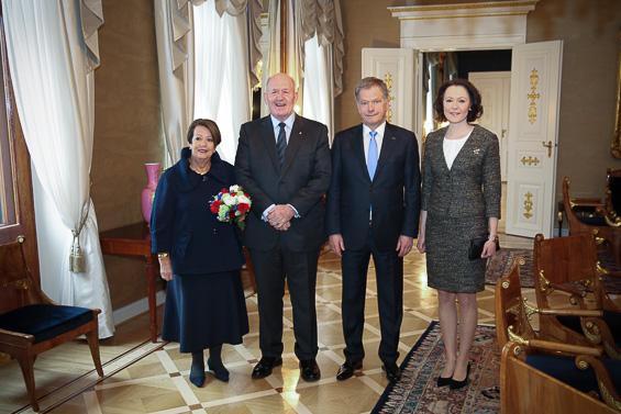 Governor-General of Australia, Sir Peter Cosgrove, and his spouse Lady Cosgrove  with President Sauli Niinistö and Mrs Jenni Haukio. Photo: Juhani Kandell/Office of the President of the Republic