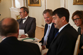 Hungarian President János Áder and Estonian President Toomas Hendrik Ilves visited Finland. President of the Republic Sauli Niinistö met them on Wednesday, 15 June, and later in the afternoon all three attended the World Congress of the Finno-Ugric Peoples in Lahti. Photo: Matti Porre/Office of the President of the Republic of Finland