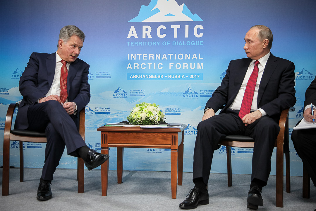 President Niinistö and President Putin at a bilateral meeting in Arkhangelsk. Photo: Katri Makkonen/Office of the President of the Republic of Finland