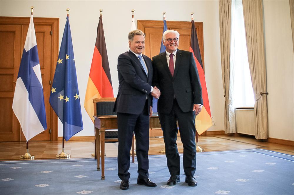 President Sauli Niinistö och Tysklands förbundspresident Frank-Walter Steinmeier mötte i Berlin den 12 maj. Foto: Heini-Tuuli Onnela/Finlands ambassad i Berlin