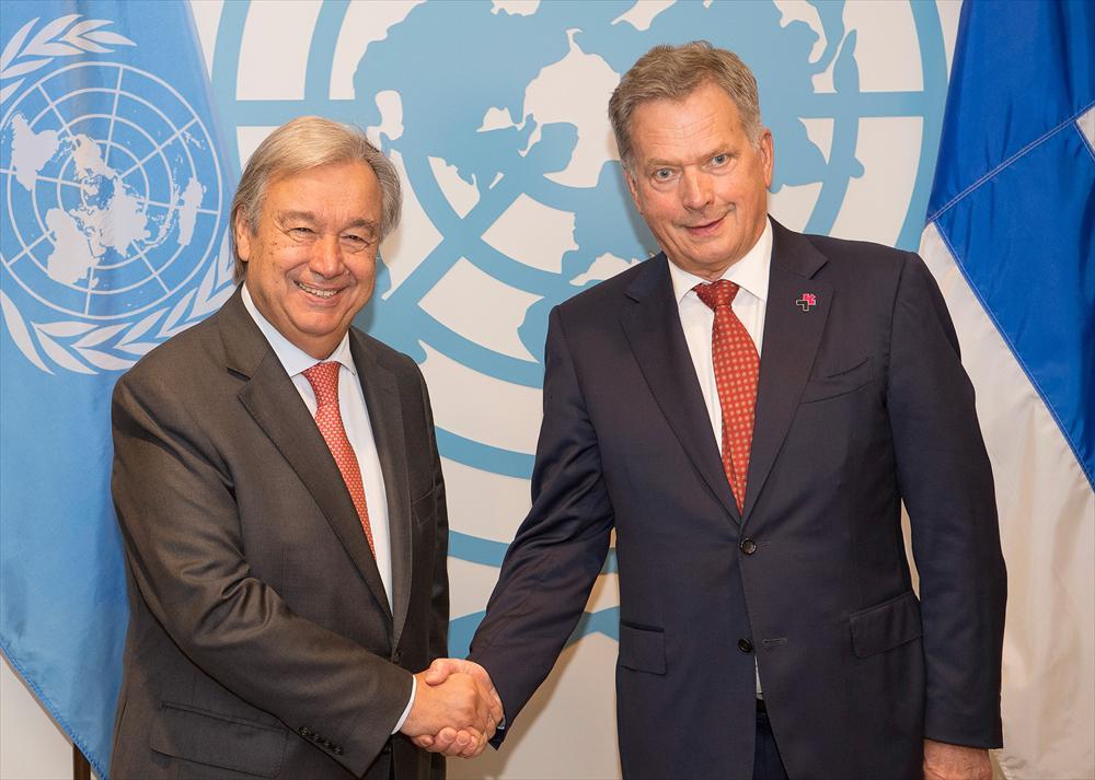 Pääsihteeri Guterres ja presidentti Niinistö. Kuva: UN Photo/Eskinder Debebe