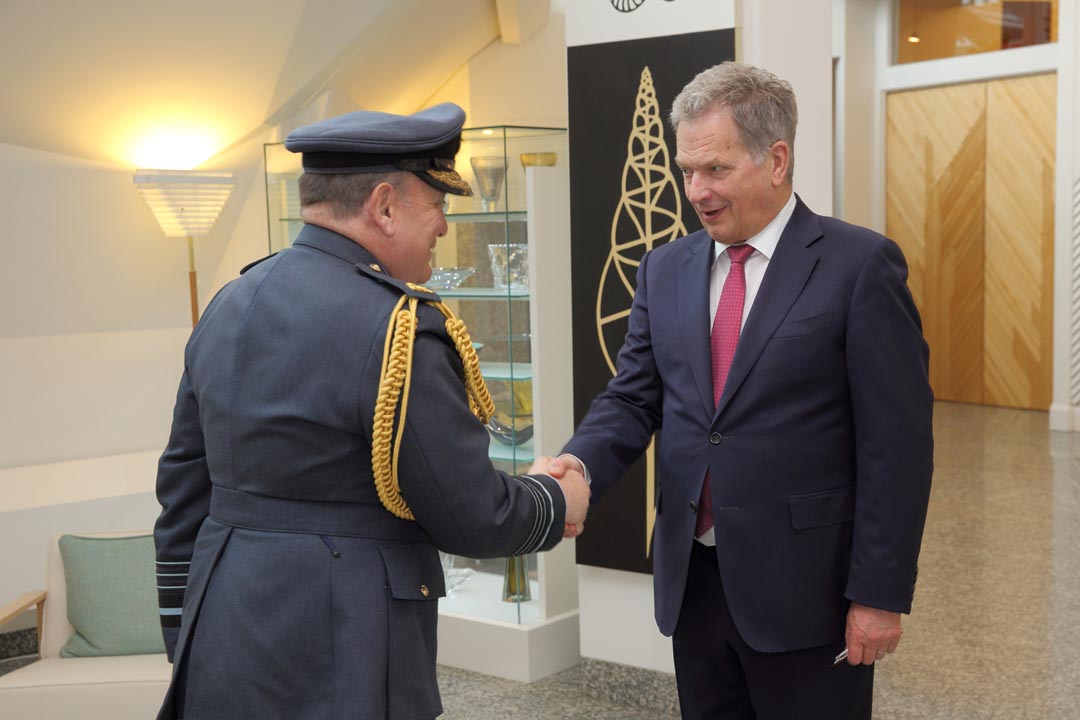 Presidentti Niinistö tapasi kenraali Peachin Mäntyniemessä 2. toukokuuta 2018. Kuva: Juhani Kandell/Tasavallan presidentin kanslia.