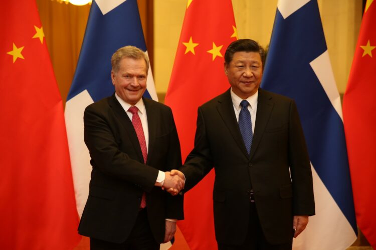 Presidentti Niinistö ja Kiinan presidentti Xi Jinping. Kuva: Matti Porre/Tasavallan presidentin kanslia