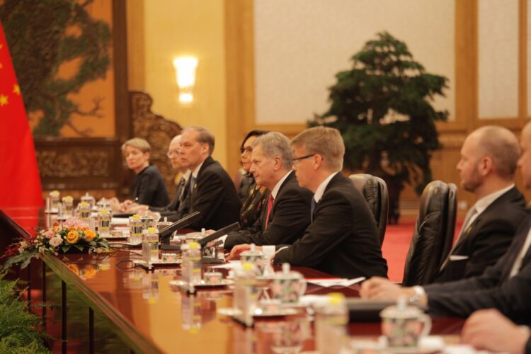 Officiella diskussioner mellan presidenterna på Folkets store hall. Bild: Matti Porre/Republikens presidents kansli