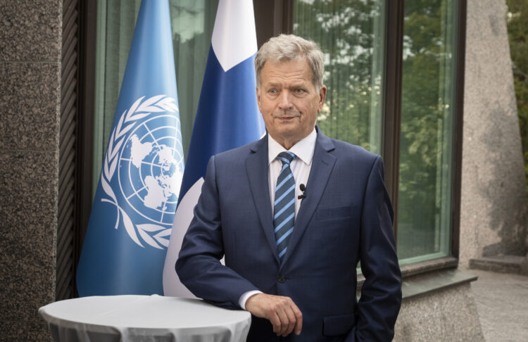 Onsdagen den 23 september talade president Niinistö vid Förenta nationernas 75:e generalförsamling. Foto: Jon Norppa/Republikens presidents kansli