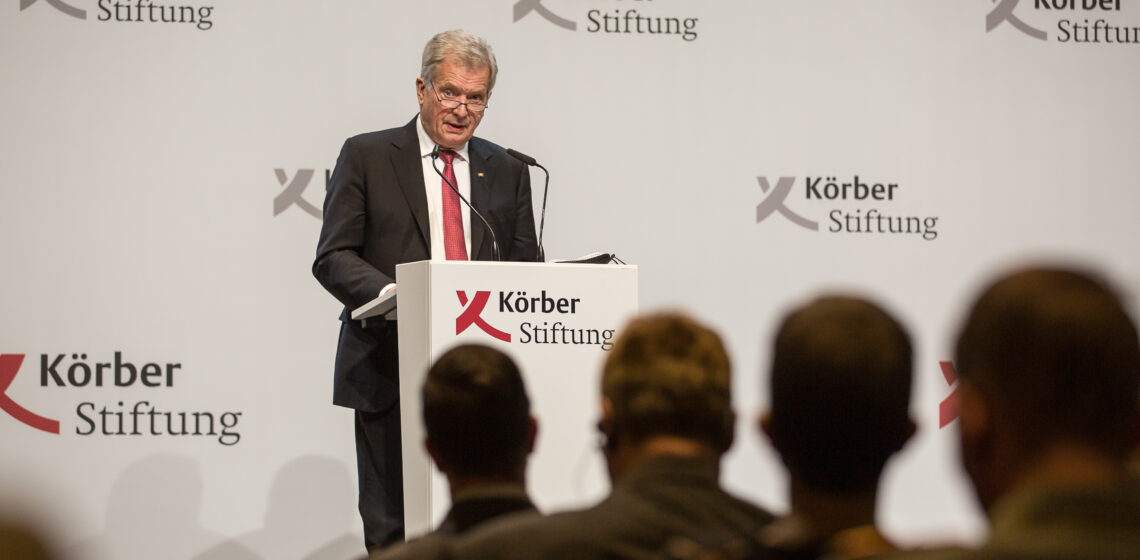President Niinistö was the keynote speaker at an event organised by the Körber Foundation in Berlin, the title of which was “International Dialogue Revisited: The Spirit of Helsinki in an Age of Great-Power Competition”. Photo: Matti Porre/Office of the President of the Republic of Finland