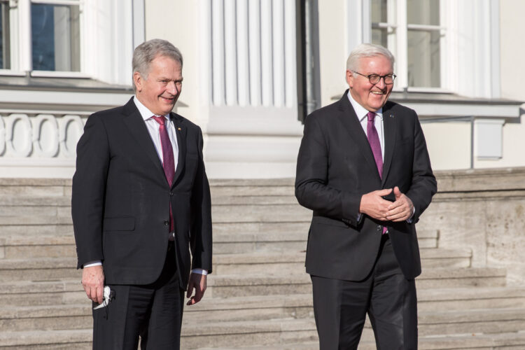 Federal President of the Federal Republic of Germany Frank-Walter Steinmeier receives President Sauli Niinistö on a working visit to Germany in Berlin, on 22 November 2021. Photo: Matti Porre/Office of the President of the Republic of Finland