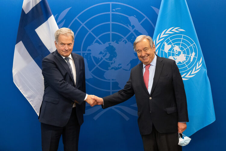 President Niinistö met with Secretary-General of the United Nations António Guterres on  on 20 September 2022 in New York. Photo: Agaton Strom/Permanent Mission of Finland to the UN