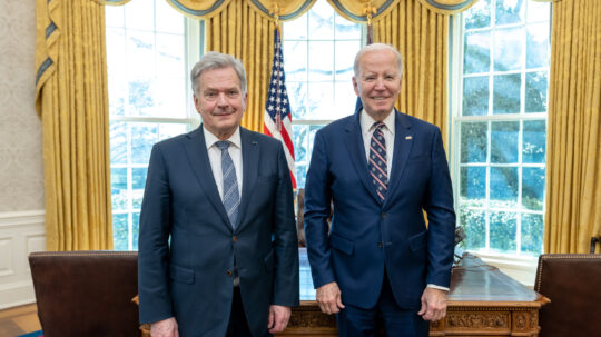 President Niinistö with President Joe Biden on 9 March 2023, in the Oval Office of the White House. Photo: The White House/Cameron Smith