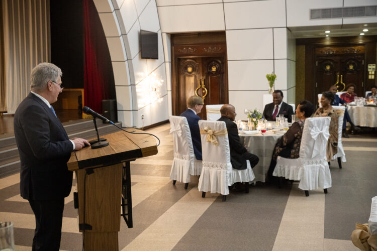 President Niinistö gave a speech at the State Banquet on Thursday 27 April. Photo: Matti Porre/Office of the President of the Republic of Finland
