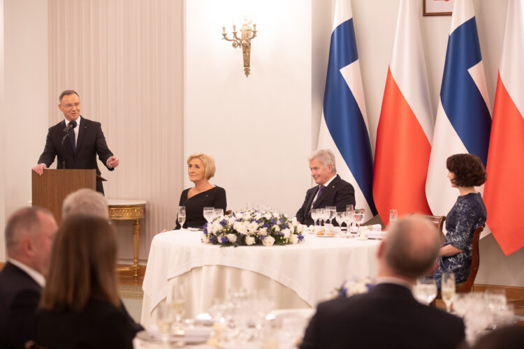 President of Poland Andrzej Duda and his spouse Agata Kornhauser-Duda hosted a dinner at the Presidential Palace in Warsaw on 20 November 2023. Photo: Matti Porre/Office of the President of the Republic of Finland