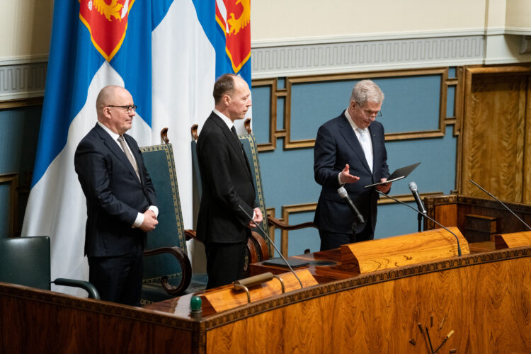 Tasavallan presidentti Sauli Niinistö avasi vuoden 2024 valtiopäivät eduskunnassa 7. helmikuuta 2024. Kuva: Tero Hanski/Eduskunta