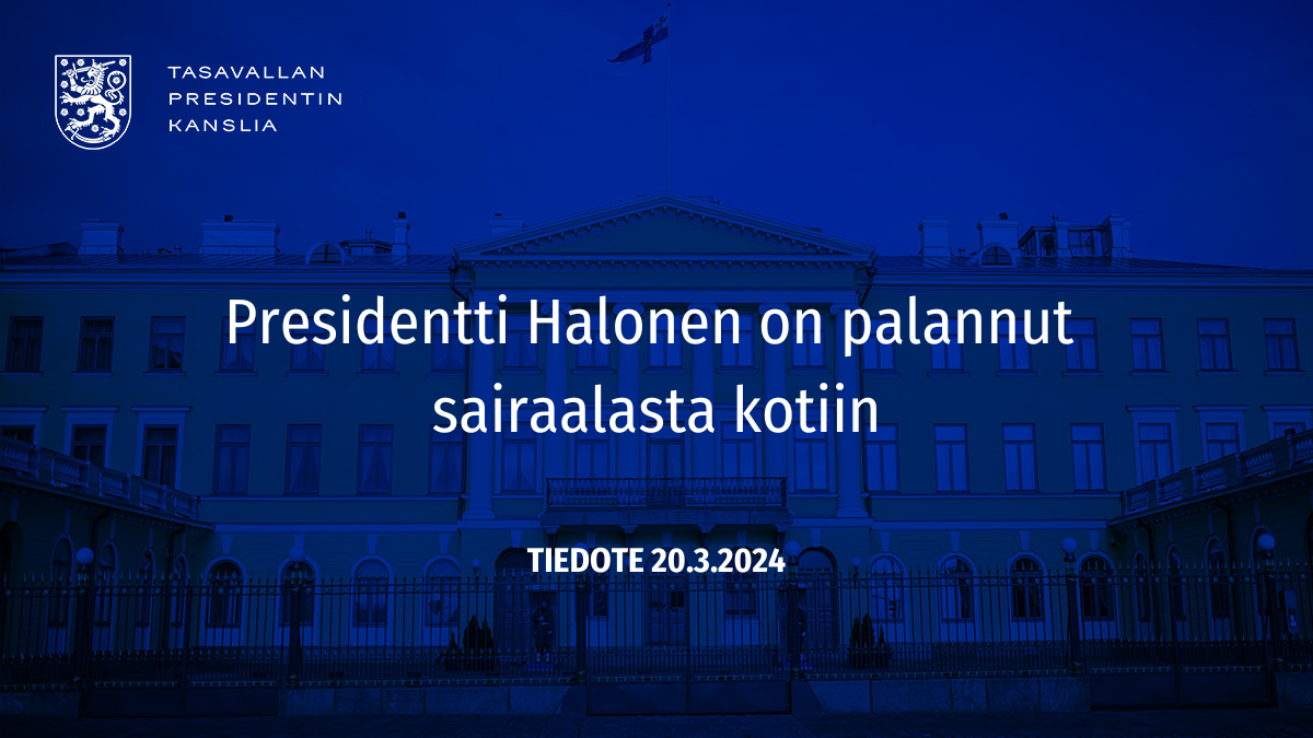 Presidentti Halonen on palannut sairaalasta kotiin Presidentti